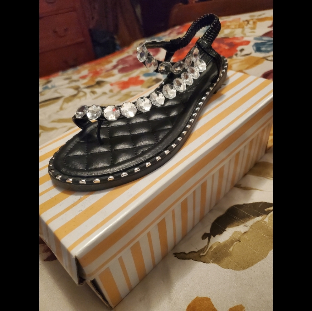 Black Rhinestone sandals